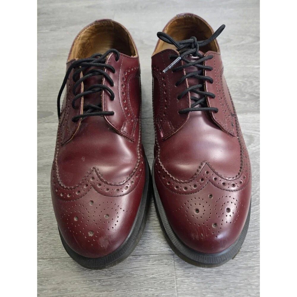 Dr Martens Mens Sz 10 Bordeaux Cherry Red Wingtip  Oxford Brogue Lace Up Shoes